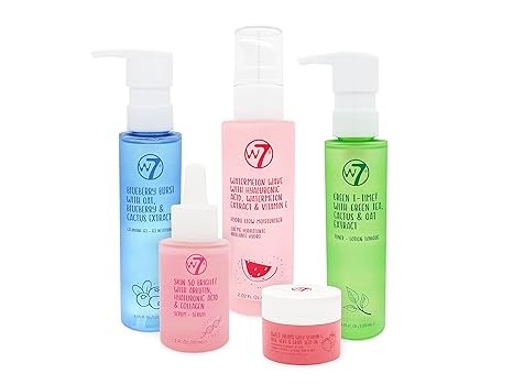 W7 Self-Care Skincare Set - 5 Step Daily Routine - Moisturizer, Serum, Toner, Cleanser & Lip Mask - Full Size Skin Care Kit for Natural, Beautiful Skin Visit the W7 Store