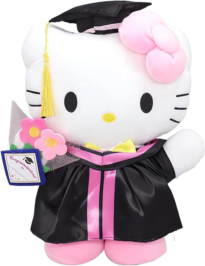 Kitty Cartoon Plush Toys, 13.7" Cute Cat Graduation Plush Toys, Lovely Stuffed Animals, Graduation Gifts for Girls Fans 3+ (Pink)