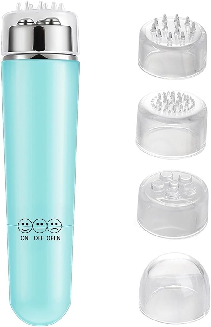 Brinmomp Mini Travel Massager, Mini Massager Mini Tool with Cute Expressions for Face Back, Neck (Green)