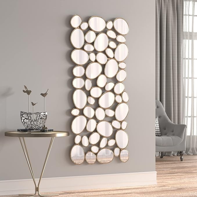 NXHOME Modern Large Accent Mirror - Gold Decorative Mirror 23×51 Inch Metal Framed Wall Mounted Mirror for Entryway Living Room