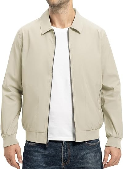 TBMPOY Mens Lightweight Jackets Casual Stylish Windbreakers for Men Light Track Jacket Laydown Collar Fall Golf Coats