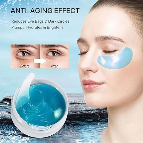 Dandelion Hydrogel Eye Mask, Under Eye Patches for Puffy Eyes and Dark Circles, Reduce Wrinkles Puffy & Bags, Anti-Wrinkle, Moisturizing, Firming Radiance, for Beauty & Personal Care (Blue)