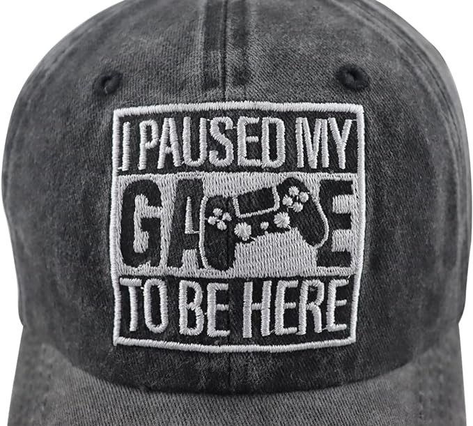 I Paused My Game to Be Here Hat for Men Women, Funny Adjustable Cotton Embroidered Gamer Baseball Cap
