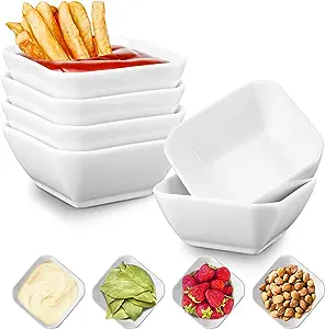 Mfacoy 6 Pack Soy Sauce Dishes, 3 oz Ceramic Dipping Bowls, Pinch Bowls, Small Dip Bowls Set, Sauce Dish Bowls, Mini Bowl for Side Dish, Ketchup, Soy, BBQ, Sushi, Party, Condiments Serving Bowl Set