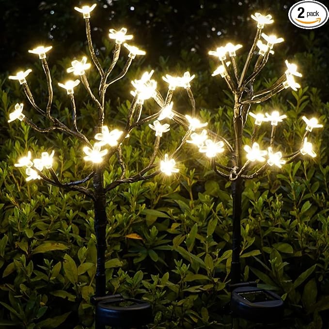 IUEECEN Solar Flowers Lights Garden Decor, Solar Garden Lights Outdoor Decorative,2Pack 40LED Solar Lights Outdoor Garden Waterproof Fairy Lights for Outside Yard,Lawn Decorations Gardening Gifts