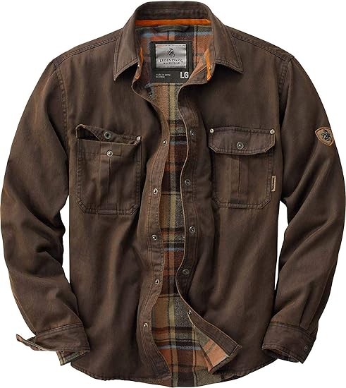 Legendary Whitetails Journeyman Shirt Jacket, Flannel Lined Shacket for Men, Water-Resistant Coat Rugged Fall Clothing
