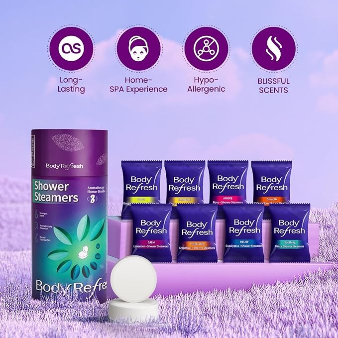BodyRefresh Shower Steamers Aromatherapy - 8 Pack Shower Bombs with Essential Oils. Self Care Birthday Gifts for Women, Gifts for Her, Mothers Day Gifts for Wife Mom from Daughter