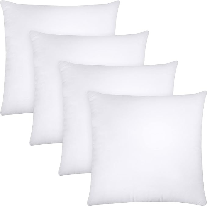 Utopia Bedding Throw Pillows (Set of 4, White), 18 x 18 Inches Pillows for Sofa, Bed and Couch Decorative Stuffer Pillows