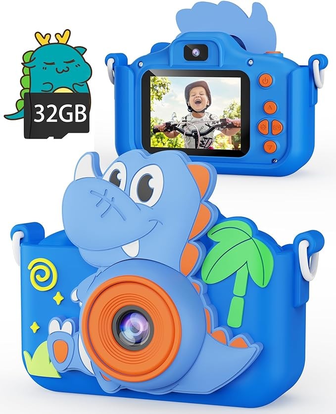 Dinosaurs Kids Selfie Camera Toys Christmas Birthday Gifts for Boys Age 3-10 Toddler Camera Toys Digital Video Cameras for Kids Age 3 4 5 6 7 8 9 10 11 12