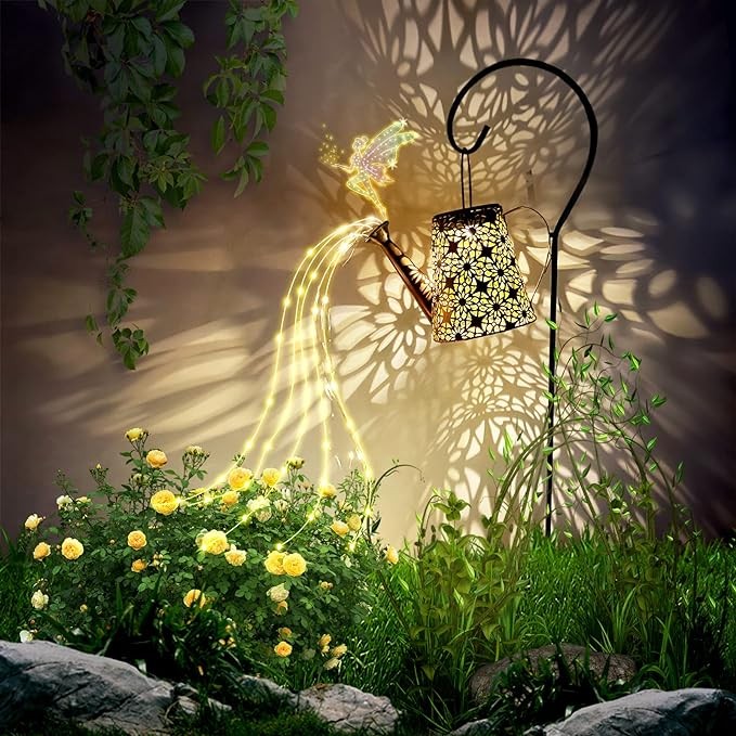 BALGELI Outdoor Solar Watering Can Light, Waterproof Watering Can Landscape Retro Metal Hanging Lights, Porch Walkway Lantern for Yard Front Porch Patio Backyard Gift for Mom Grandma Women Birthday