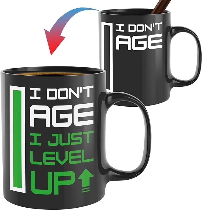Onebttl Gamer Mug Gifts for Men, Gaming Coffee Mug, Ceramic Heat Changing Mug, Gift Idea Cup For Christmas, Birthday- I JUST LEVEL UP 2024
