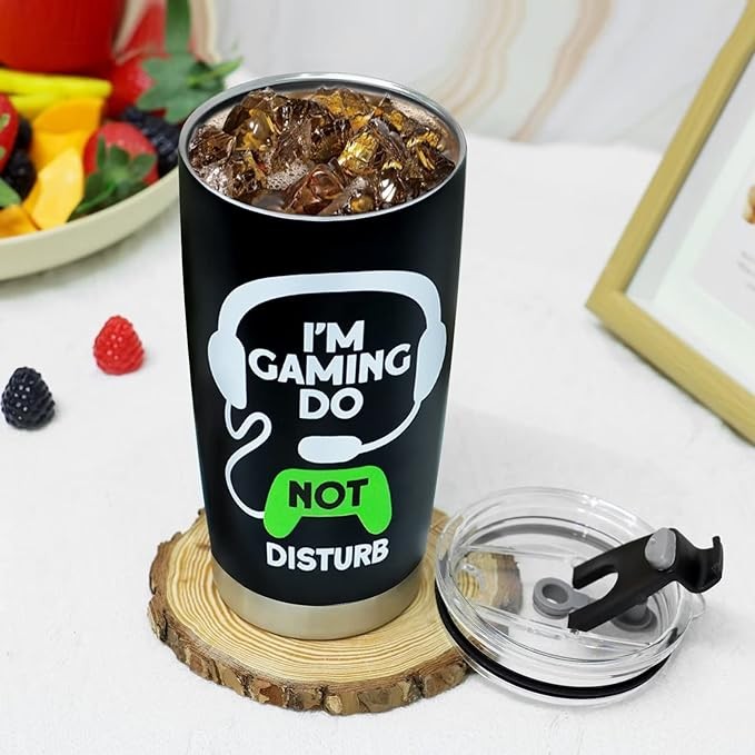 FlyweightZ Gamer Gifts For Men - 20oz Game Mode ON Tumbler with Lid For Teen Boys - Birthday Gifts For Gaming Boyfriend - Christmas Gifts for Gamer Dad Husband, 1 Piece