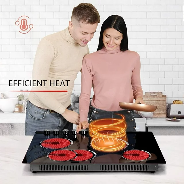 SPECSTAR Built-in Electric Stove Top, 4 Burner 7400W Smoothtop with 5 Heat Setting and 90-min Timer