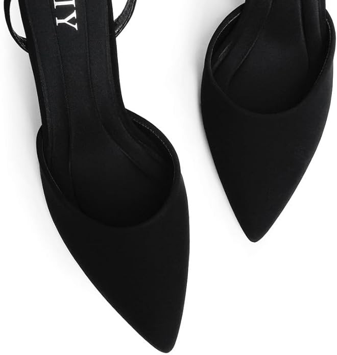 QIY Closed Toe Ankle Strap Heels Women Pumps Pointed Toe Heeled Sandals for Women Stiletto Wedding Dress Shoes