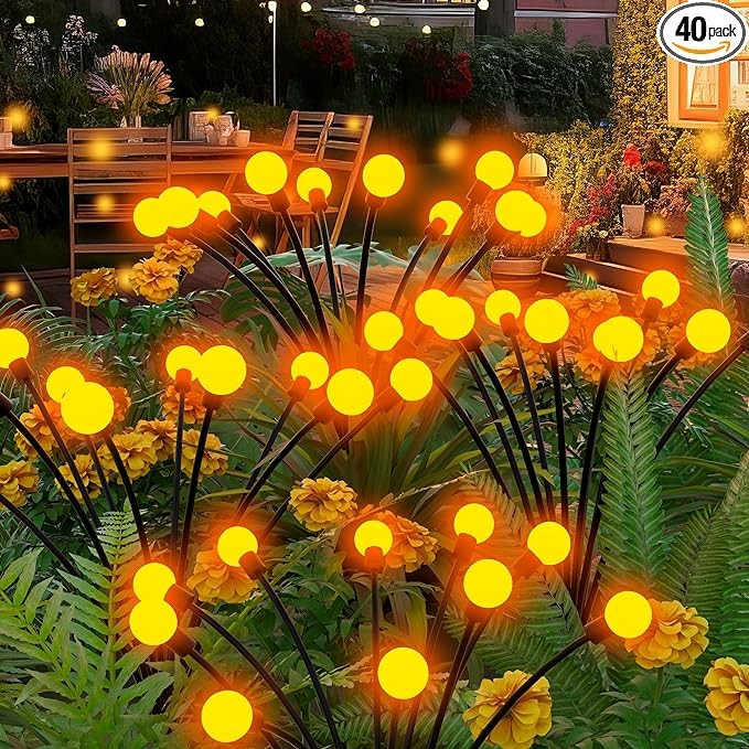 INSCROK 4 - Pack Solar Garden Lights - Waterproof Outdoor Fairy Solar Powered Decor Lights, with High Flexibility Iron Wire & 40 Warm Outside LED Lights for Yard, patio Walkways & Holiday Decorations.