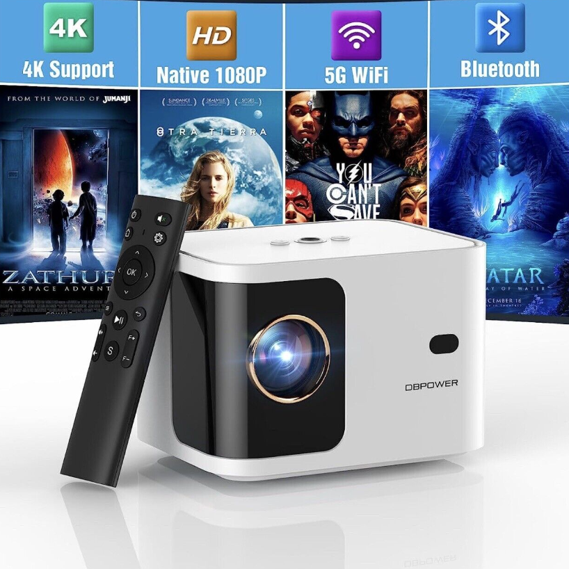 5G WiFi Mini Bluetooth Projector 4K Support,Smartphone Projector Movie for PC/TV