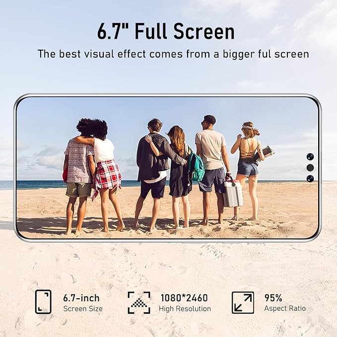 XUANMEIKE Unlocked Cell Phones Mate 60 pro Android Phones 12GB+512GB Deca Core | 6.7" Display | 48MP+108MP HD Camera | Android 13 | 6000mAh | 5G Dual SIM Smart Phone(White)