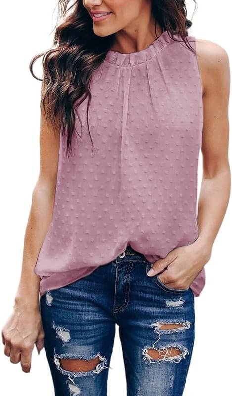 Dokotoo Womens Casual Sleeveless Shirts Halter Neck Leopard Print Tank Top and Blouses