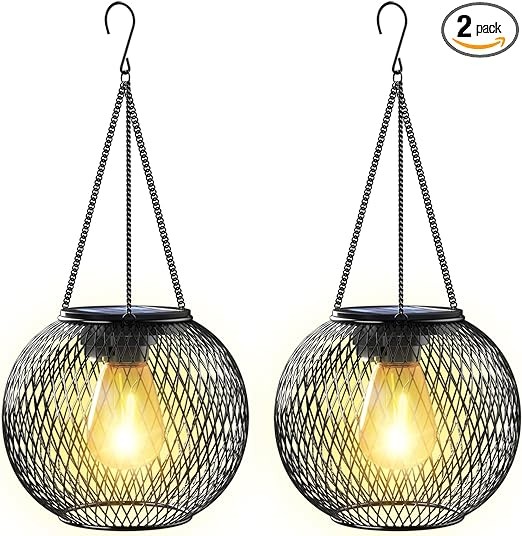 Solar Lantern Outdoor, KagoLing Upgraded Hanging Solar Lights Outdoor Garden Christmas Decorations Decorative Lighting Solar Powered Waterproof Tree Lantern for Garden Yard Patio Pathway, 2 Pack